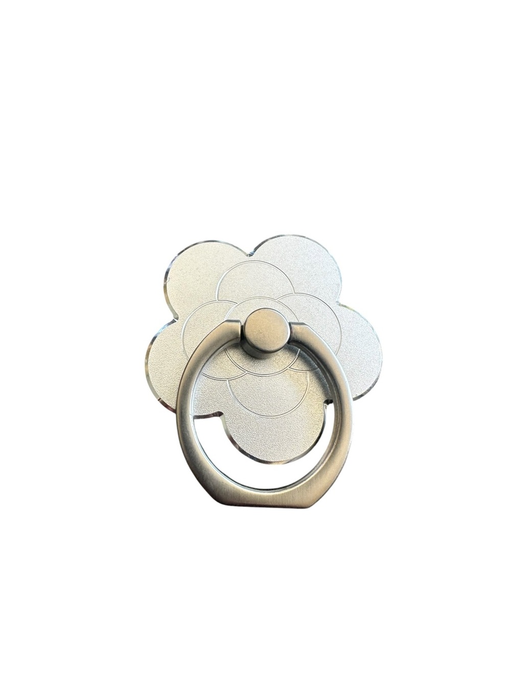 Silver Flower Design Phone Finger Holder